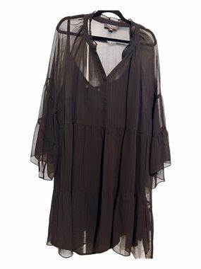 Ana York Black Long Sleeve Sheer Tiered Dress